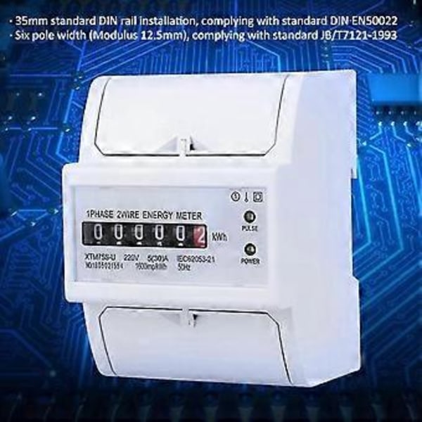 220V DIN-skena Elmätare, Digital 1-fas Elmätare (5-30A)