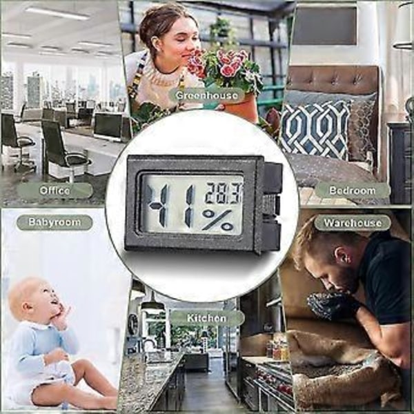 Mini Hygrometer Termometer Hygrometer LCD-skärm Fuktighetstemperaturmätare Fuktighetsmätare Indikator Rumstermometer För Växthus, Bilar, H