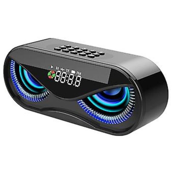 ABS Multifunktionell Väckarklocka Bluetooth Högtalare Röstmeddelande Samtalsfunktion Oberoende Membran Blinkande Färgglatt Ljus Högtalarlåda Svart