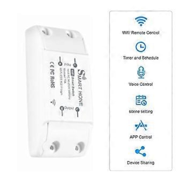 Smart Switch Tuya Smart Home Wifi-brytare Mobiltelefon Trådlös Fjärrkontroll Timer Mini-brytare Trådlös Relämodul