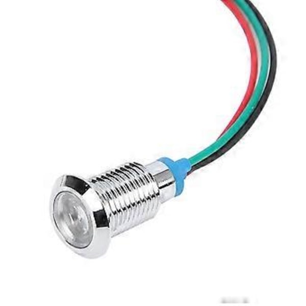 4 Set Förkopplade Runda Lysdioder Vattentäta 2-Färgs Indikatorlampor Gemensam Anod 10mm 12-24V (Röd och Grön)