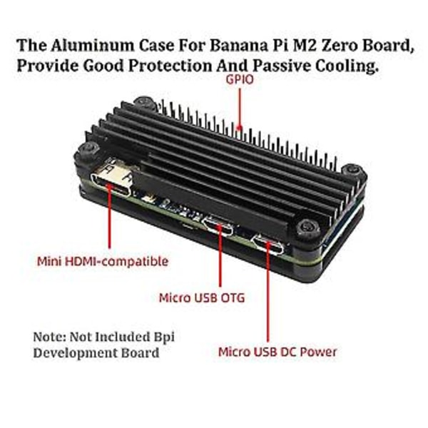 Aluminiumkabinett Kjøleribbe For Banana Pi M2 Uten Adapter For Bpi-m5 Utviklingskort Beskyttende Skall