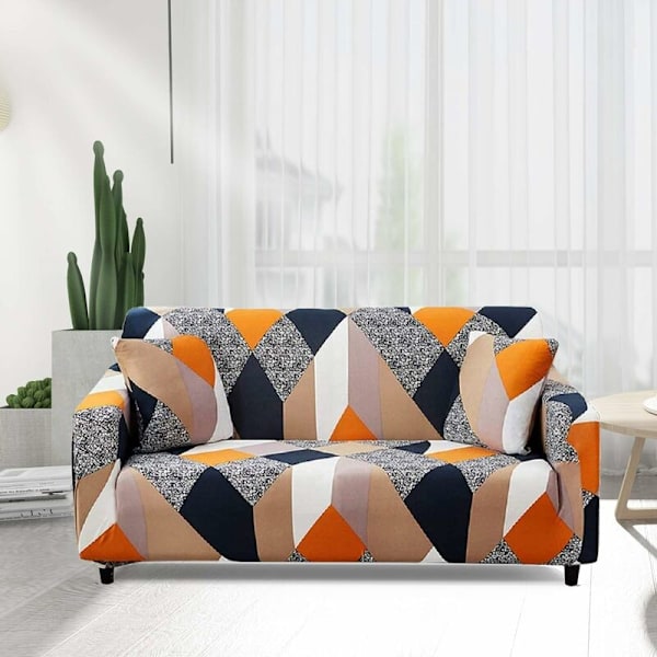 Polyester Sofaovertræk Stræk Elastisk Sofaovertræk Sofa Beskytter 2-Sædet Betræk145x180cm-gitter-Fei Yu