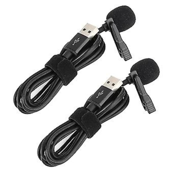 2 stk. Mini USB-mikrofon Kompakt Professionel Ledningsført Reverskraveclips til Interview