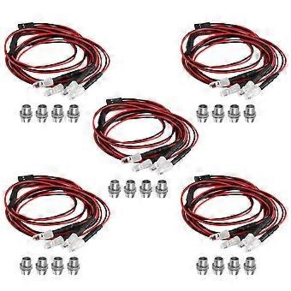 4 LED RC LED-ljussats för 1/10 RC Bil Lastbil Crawler RC Modell Driftbil Strålkastare Bakljus, 5mm, Flerfärgad