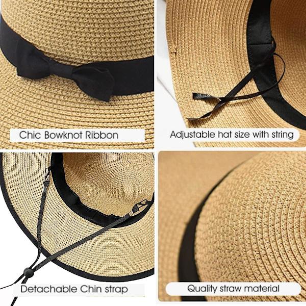 Solhatt Dam Strand Sol Halmhatt Bred Brätte Sommar Uv Hatt Floppy Fällbar Upf 50+ Resa L