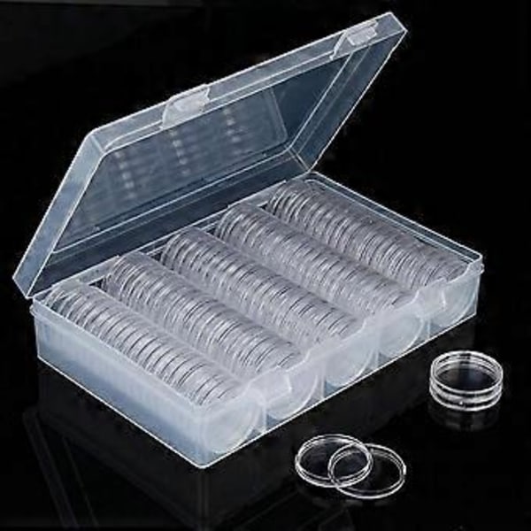 30 mm Myntkapslar Ps Rund Mynthållare Fodral och 6 Storlekar (19/20/22.25/25/27/30mm) Skyddande Packning