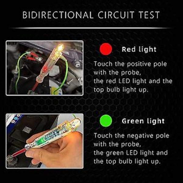 Automotiv Kretstestare, Testlampa Automotiv 3-24 Volt DC Spänningstestare, Dubbla Prober Pu Antifr