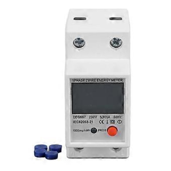 Multifunktionell effektmätare 1-fas LCD-skärm energimätare 200-250V för elektrisk säkerhet