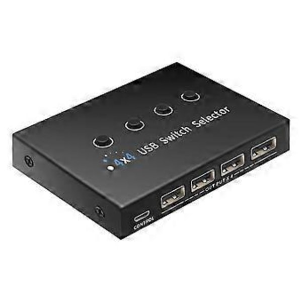 4 sisään, 4 ulos KVM USB2.0 -kytkin Hub-sovitin USB2.0-tulostinjakaja PC-kannettavan näppäimistölle ja hiirelle