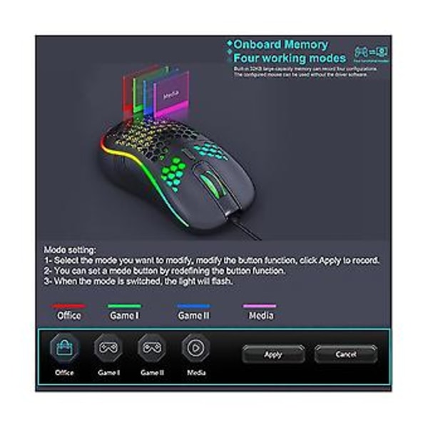 Trådbunden Mekanisk Gaming USB Ljusstark 7200dpi Justerbar Optisk För PC Dator
