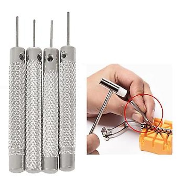 4 st Klockreparationsverktyg Stiftutdrivare 0,7 mm/0,8 mm/0,9 mm/1,0 mm Urmakare S Bältesstålsutdrivare
