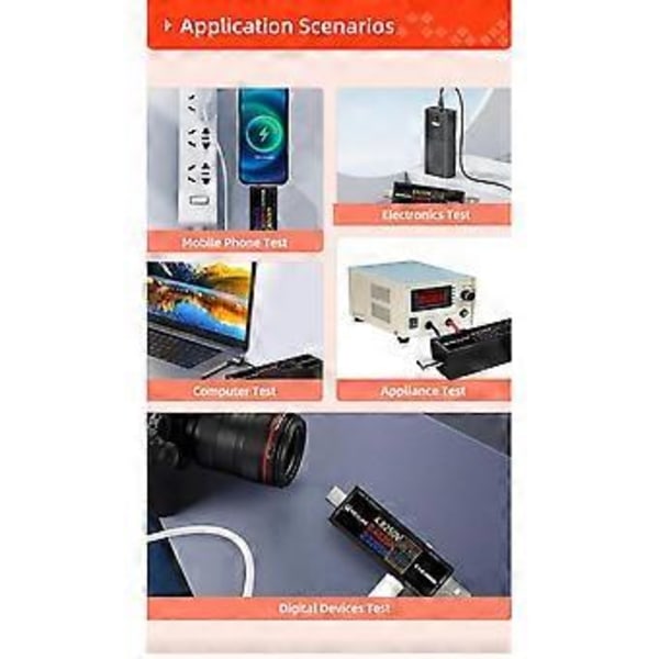 TVA3006 Høypresisjons Volt-Ammeter Effektmåler Type-C USB Spennings Amperemeter Måler Tester