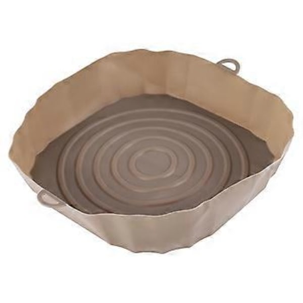 20 cm Air Fryer Ovn Bakebrett Frityrkyllingkurv Matte AirFryer Silikon Gryte Rund Erstatnings Grillpanne Brun