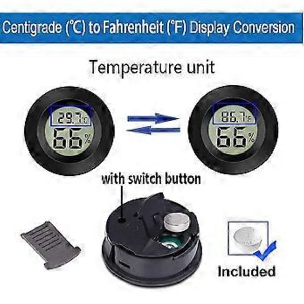 Mini Digital Hygrometer Mätare Inomhus Termometer, LCD-skärm Temperatur Utomhus Luftfuktighet För Humidorer Växthusar Cigarrburkar Inkubatorer Gitarr