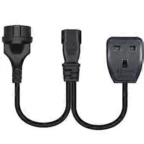 IEC320-C14 Han til UK 13A+EU4.8mm Hun Adapterledning Y-splitter Strømledning