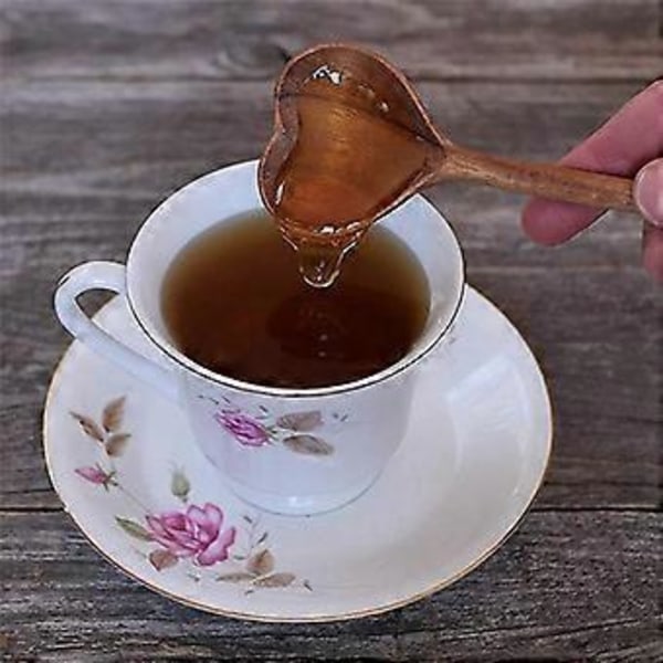 Träslevar i hjärtform - Set med teskedar/kaffeskedar i trä (2 st) - Små träslevar för kryddor, salt, socker