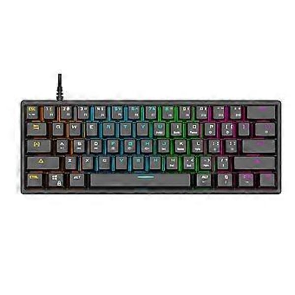Trådbundet Mekaniskt Gamingtangentbord 61 Tangenter Mini RGB Bakgrundsbelyst Ljusstark Kristallbas Tangentbord med Hot Swap Switch för Gamers