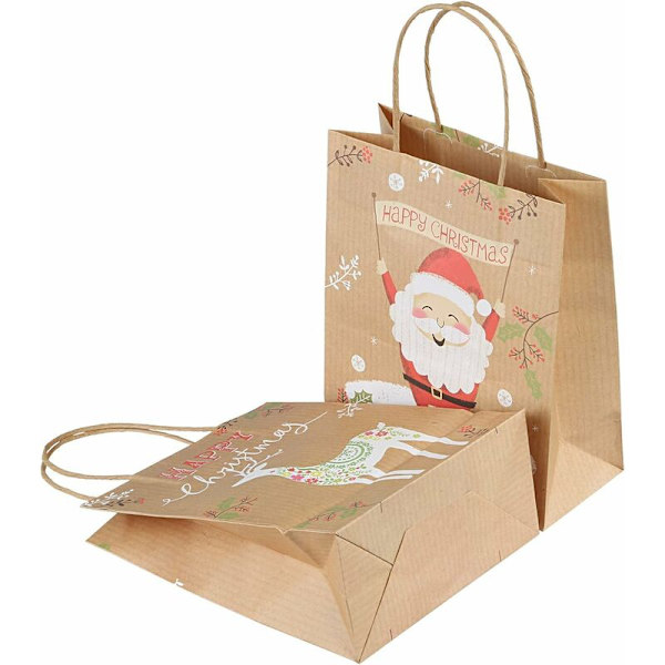 Set med 24 papperspresentpåsar med handtag Jul påsar - 26cm x 21cm x 10cm