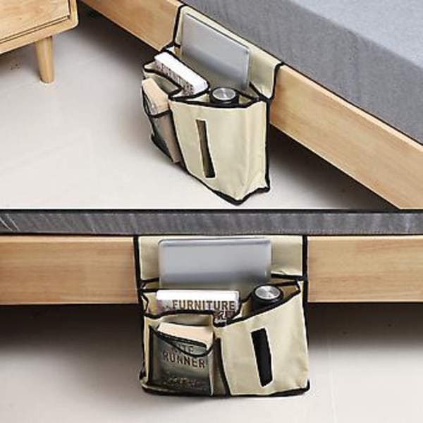 Kompakt Oxford-stoff Oppbevaringsveske Sofa Seng Side Rom Organizer Bøker Diverse Holder Beige