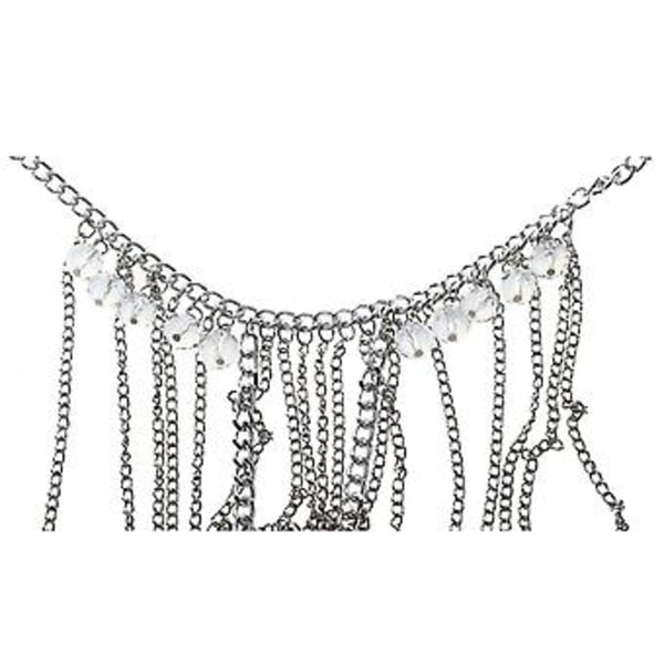 Silver Sommarstil Smycken Punk Metall Multilayer Tofs Kroppskedja Guld Silverpläterad Lång Kristall