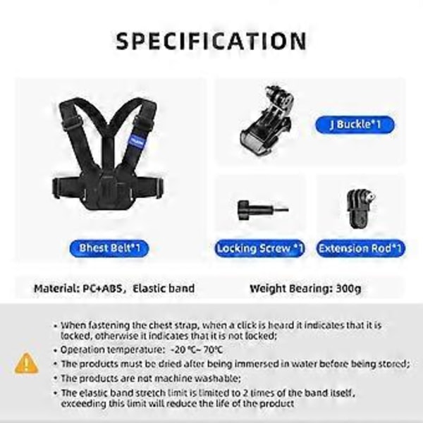 Bröstrem Fäste Västbälte Fäste för GoPro Hero 11 10 9 8 7 6 5 Insta360 SJCAM EKEN DJI Action Kameratillbehör