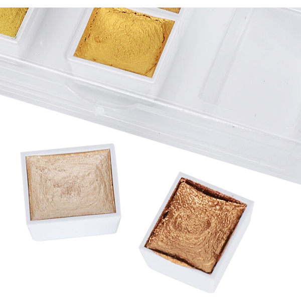 1 Set Professionellt Akvarellfärg Kit 6 Färger Metallic Glitter Konstmaterial för Konstnärer
