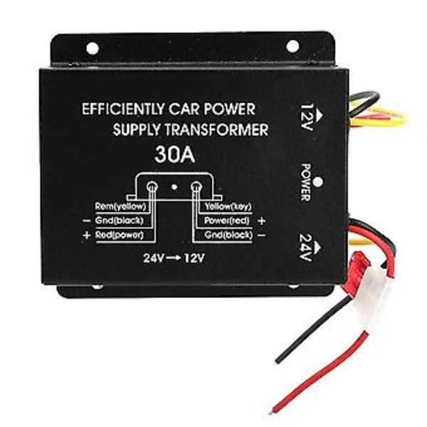 24v til 12v 30a Bil Strømforsyning Buck Transformator Konverter Lastebil Buss DVD Audio Modifikasjon Effektiv
