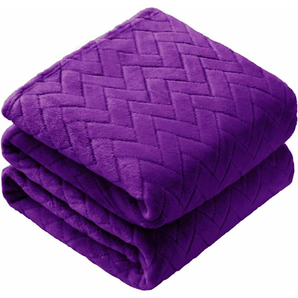 Blød plysset tæppe, Queen Size sofa tæppe, blødt og fluffy dekorativt tæppe til sofaen - hyggeligt og let, lilla, 127 x 152 cm