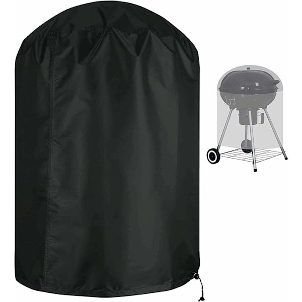 Trekk for kullgrill, vanntett presenning for utendørs grillgrill, rund grilltrekk 58x77 cm, svart