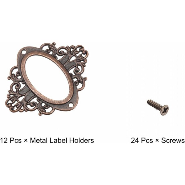 56 x 66 mm 12 kpl punaiset pronssiset metalliset etiketinpidikkeet käyntikorteille hyllylle, työpöydälle, kirjahyllyyn, laatikkoon