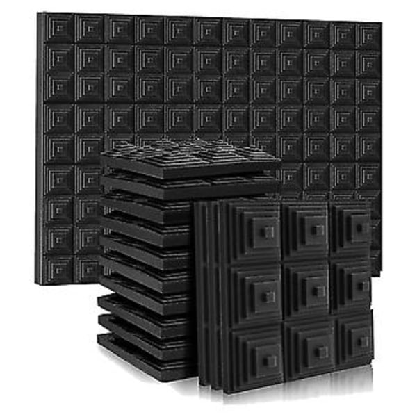 12-pak Lydisolerende Skumplader, 2x12x12 tommer Lydpaneler, Lydabsorberende Skum F