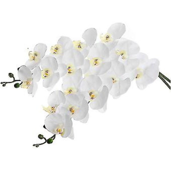 2 st 96 cm Konstgjorda Real Contact Orkidéblommor 9 huvuden Latex Phalaenopsis Stjälkar För DIY Bröllop