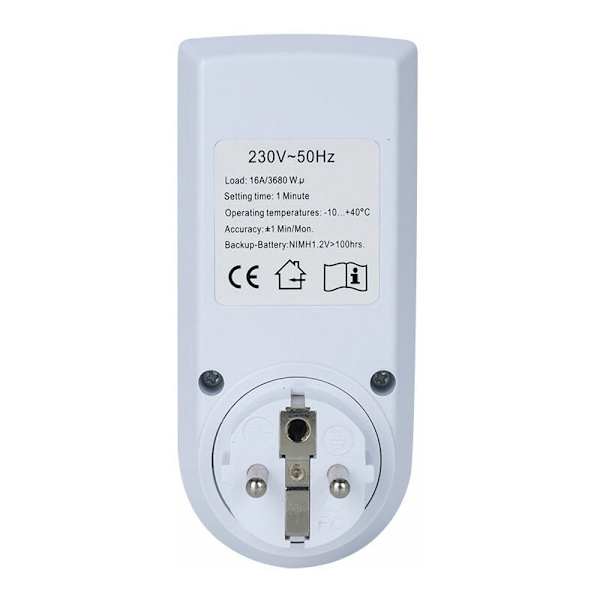 Digital programmerbare stikkontakter (2-pak) med daglig/ugentlig digital timer, LCD-display, anti-tyveri-tilfældig tilstand, energibesparende, 16A/3680W maks.
