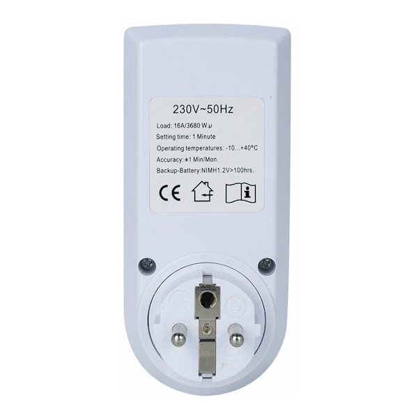 Digitala programmerbara uttag (2-pack) med daglig/veckovis digital timer, LCD-display, stöldskyddsläge, energibesparing, 16A/3680W max