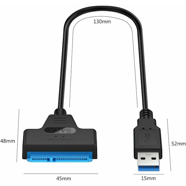USB till SATA-adapterkabel för 2,5\" SSD/HDD-enheter, extern SATA till USB 3.0-omvandlare och kabel, USB 3.0 till SATA III-omvandlare (SATA till USB 3.0-konv