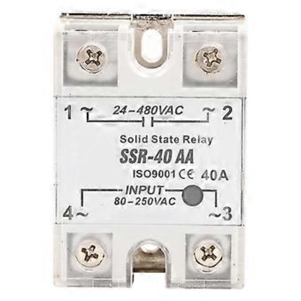 SSr  40AA 40A Solid State Relay Modul AC-AC Inngang 90-250V AC Utgang 24-480V AC