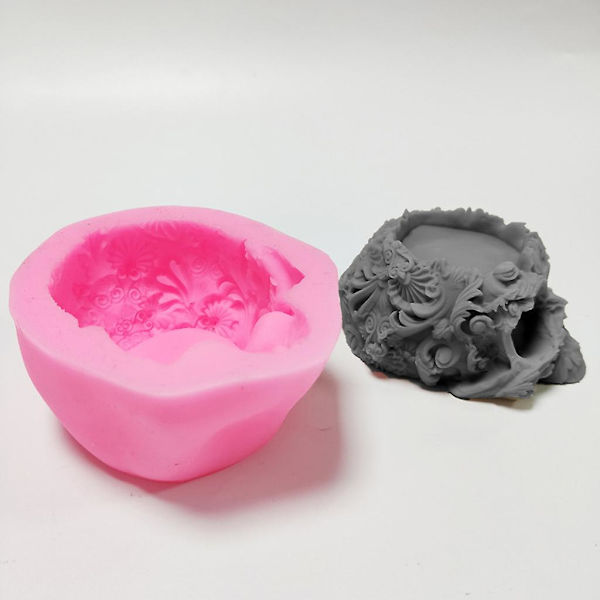 3D-skalleljusstake i epoxihartsform, ljusform i silikon, gör-det-själv-hantverk