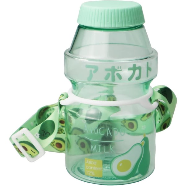 Fruktjuice i plast Vattenflaska Mjölk Tecknad Shaker-flaska, 16oz/480ml Transparent bärbar läckagesäker rese-dricksflaska för barn och flickor
