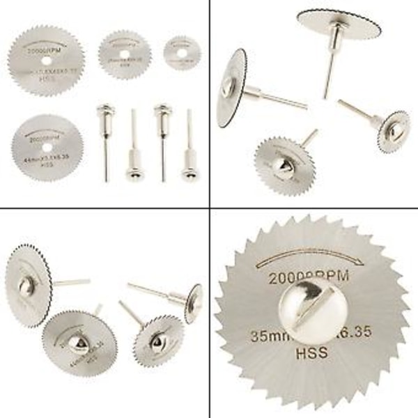 4 kpl 25/32/44/50 mm:n pikateräs pyörösahanterää puun leikkaamiseen + 4 kpl jatkovartta
