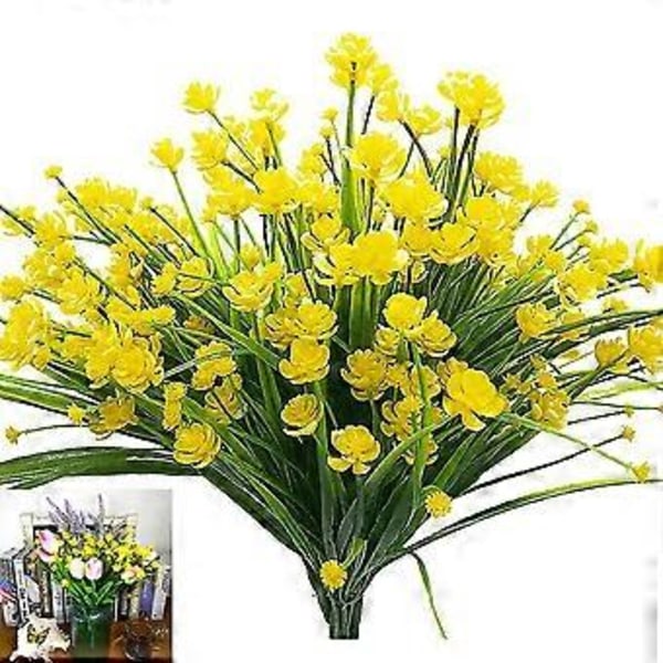 Konstgjorda Falska Blommor, 4 Buntar Utomhus UV-Beständiga Gröna Buskar Växter