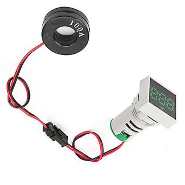 LED Indikatorlampa Mini Digital Strömmätare LED Display Amperemeter Fyrkantig Signallampa (Grön)
