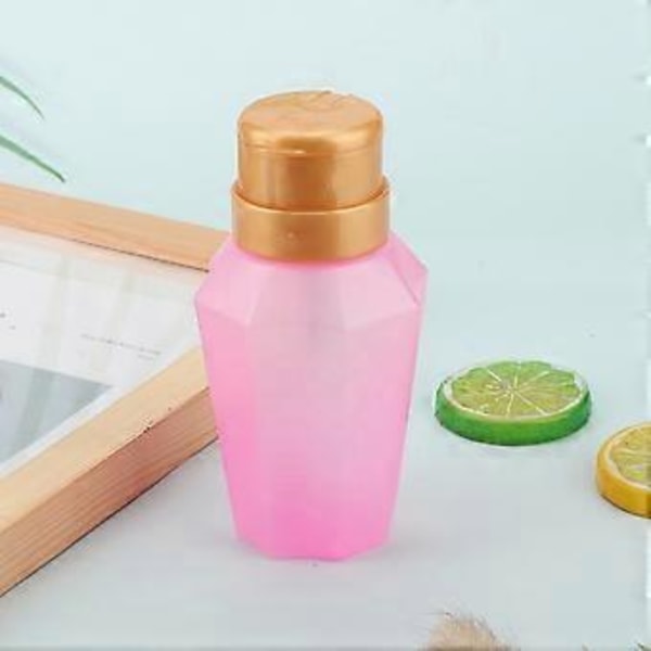 Nagelkonst Pressflaska Nagellacksremover Vätska Tom Förvaringsflaska Manikyrverktyg (Rosa)