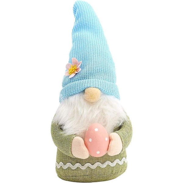 Påsk Gnome Plyschdocka Dekorationer Påsk Dvärgdocka Håller Ägg Blå