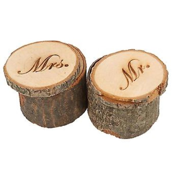 2 stk. & Mrs. Shabby Chic Rustikk Bryllupsring Puteputeholderboks Laget av Tre