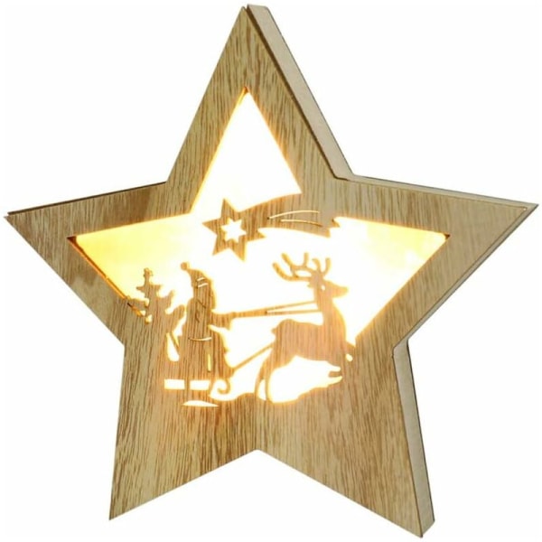 LED-julestjerne dekorativ stjernependel trestjernebelysning lysende stjerne trestjerne Julepynt stemningslys tredekorasjon ch