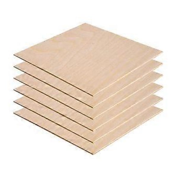 1/8X12X12 tuuman puulevypakkaus, 6 kpl, askarteluun, kouluprojekteihin ja tee-se-itse-projekteihin, piirtämiseen, maalaamiseen, puun kaivertamiseen