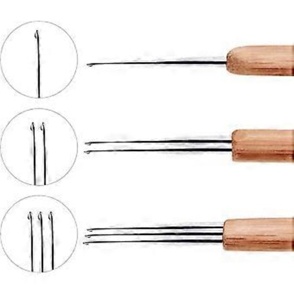 3-pack Bambu Dreadlock Krokar 0,75mm 1 Krok 2 Krokar 3 Dreadlocks Krokar(h-4)
