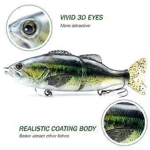 6.7in / 3.1oz Öringbete Fiskedrag 2-segments Hårdkroppsdrag Sjunkande Drag med Trekrok Livslik Crankbait Konstgjort Fiskedrag