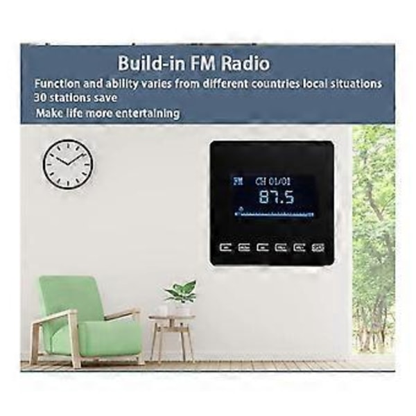 86 Bluetooth Mini Koti Taustamusiikkijärjestelmä Yhteensopiva Seinään Asennettavan Vahvistimen Kosketusnäppäimen Kanssa FM TF Valkoinen